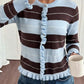 Women's Striped Knitted Coat, Soft Outerwear in Pink or Green
