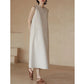 Vireous Minimalist Sleeveless Loose Midi Tank Dress