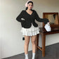 Vireous Elegant French Ruffle Flared-Sleeve Blouse, Plus Sizes