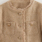 Vireous Round-Neck Simple Tweed Jacket, Multi Colours