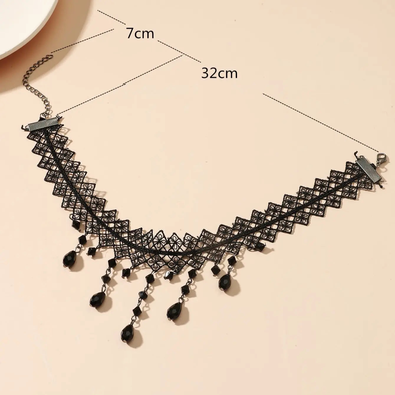 Dark Cross Black Crystal Lace Choker Necklace
