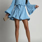 Vireous Elegant Pleated Flared Mini Dress, Plus Sizes