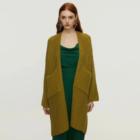 Knitted Cardigan Coat Medium-Length, Multi Colours