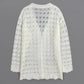 Vireous Cardigan Short Coat, Hollow Texture Knitted