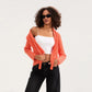 Bow Tied Front Knitted Women's Cardigan, Multi Colours