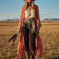 Vireous Women's Boho All-Over Pattern Long Hippy Chic Cardigan