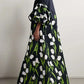 Uoozee Floral Printed Floor-Length Dress, Puff Sleeves