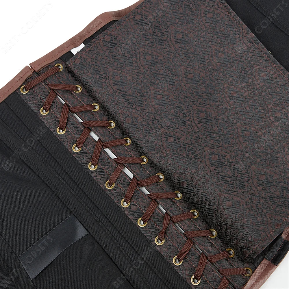 Women's Steampunk Faux-Leather Underbust Corset in Brown