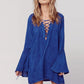Plus-Size Women's Denim Dress, Cross Strap Elegant Vacation Dress