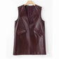 Women's Classic Genuine Leather Smock Dress, Outerwear in Wine Red