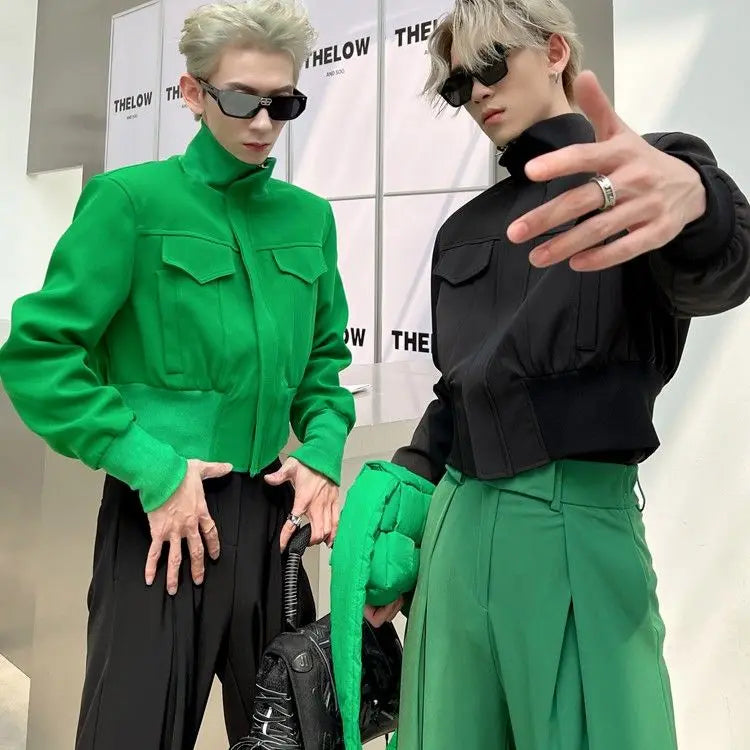 Men's Avant Garde Punk Bomber Jacket, High Collar