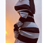 Women's Striped Knitted Mini Bodycon Dress