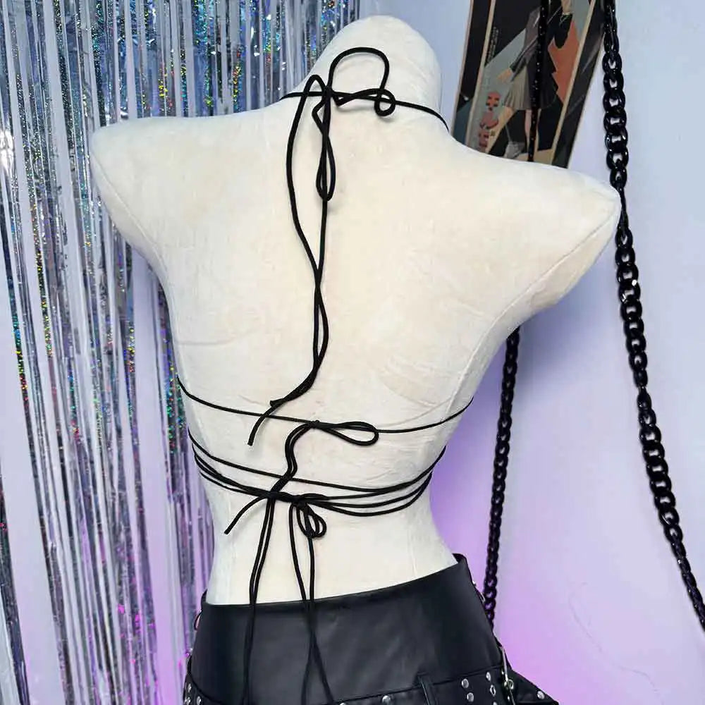 Gothic Crop Top with Spikes, Punk Rave Festival Bra, Multi Designs