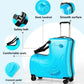 Kids Scooter Suitcase, Riding Luggage with 360-Degree Swivel Wheels