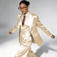 Professional Performance Wear Women's Tuxedo, Gold Satin Three-Piece Suit, Night Wear