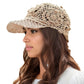 Women's Crochet Summer Peaked Cap, Floral Pattern, Casual Wear
