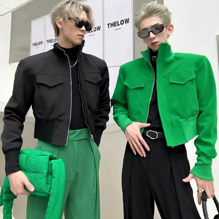 Men's Avant Garde Punk Bomber Jacket, High Collar