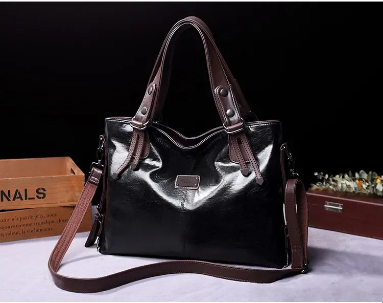 Fashion Versatile Tote Bag Two-Tone Large Capacity Handbag