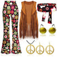 Complete Outfit, Hippie Disco 60s 70s Cosplay Fesitval Costume with Indian Tassels