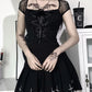 Women's Vintage Goth Bodycon Bandage Lace Mesh Top in Black