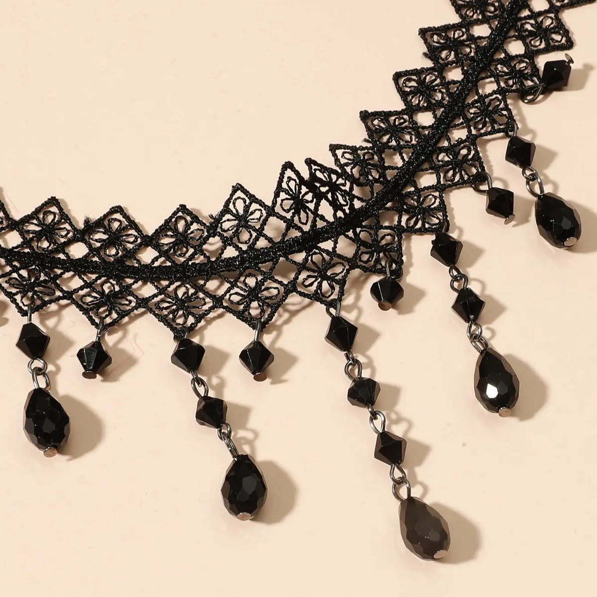 Dark Cross Black Crystal Lace Choker Necklace