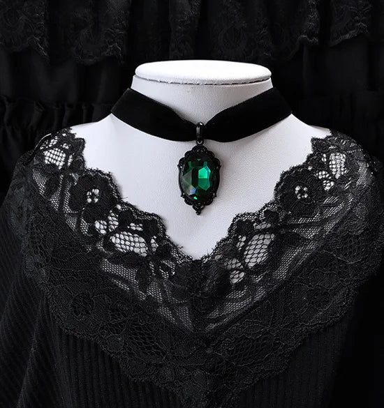Dark Cross Gothic Vampire Cameo Pendant, Velvet Choker Necklace, Multi Designs
