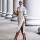 Streetwear Rib Knit Turtleneck Sweater Dress, Autumn and Winter Collection