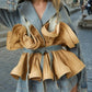 Women's Comfort Stone-Washed Denim Jacket with Bold Ruffles, Catwalk Collection
