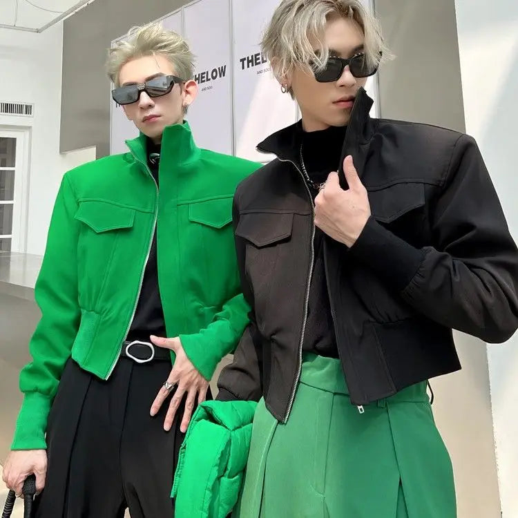 Men's Avant Garde Punk Bomber Jacket, High Collar
