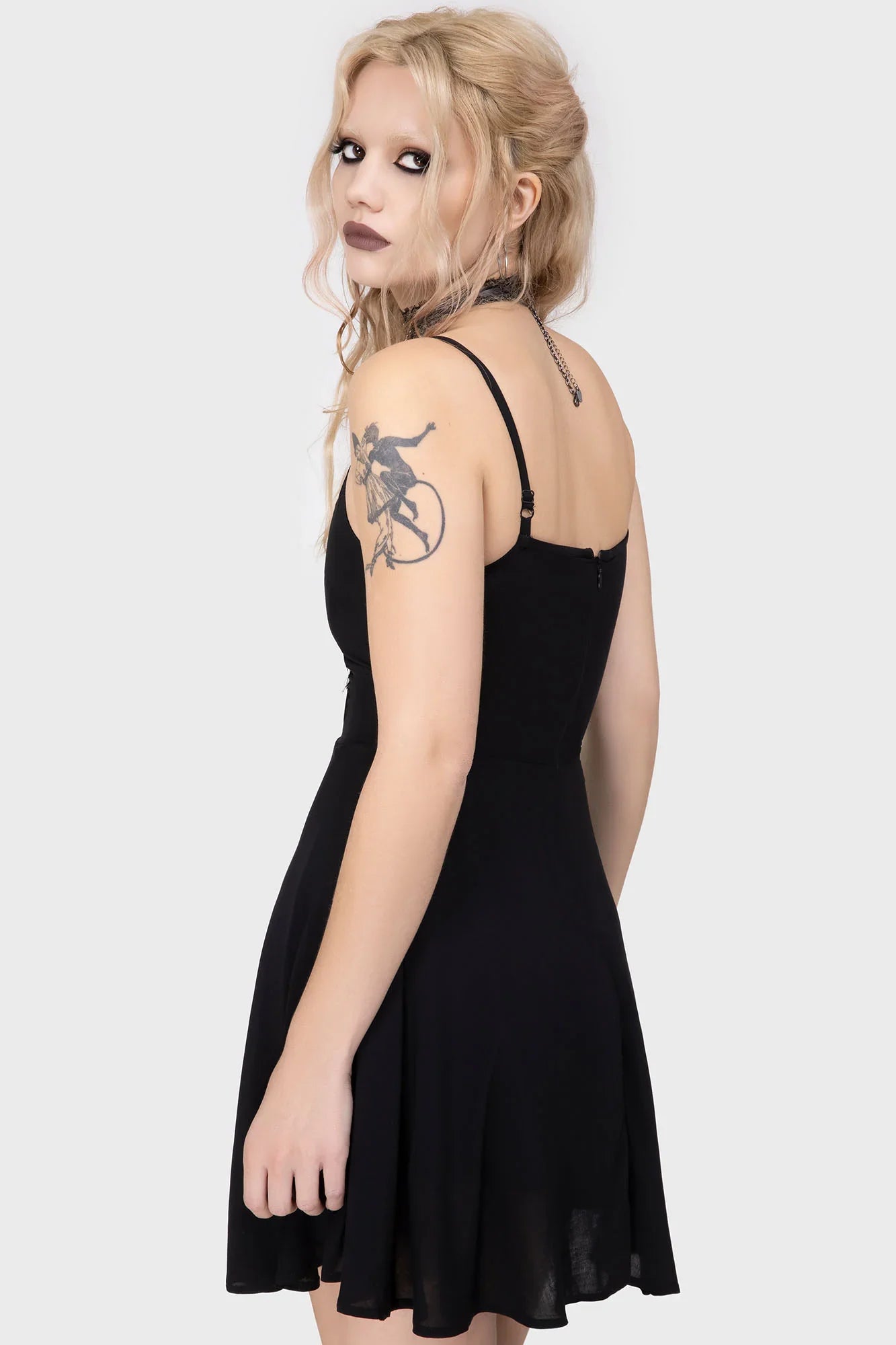 Killstar Sacralgia Lace Insert Black Flared Dress