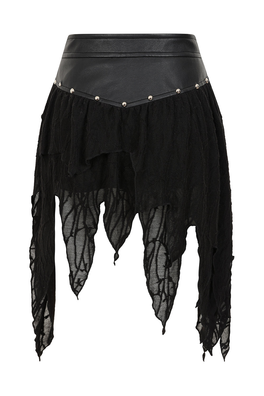 Banned Apparel Luxor Faux Leather and Jagged Knit Skirt in Black