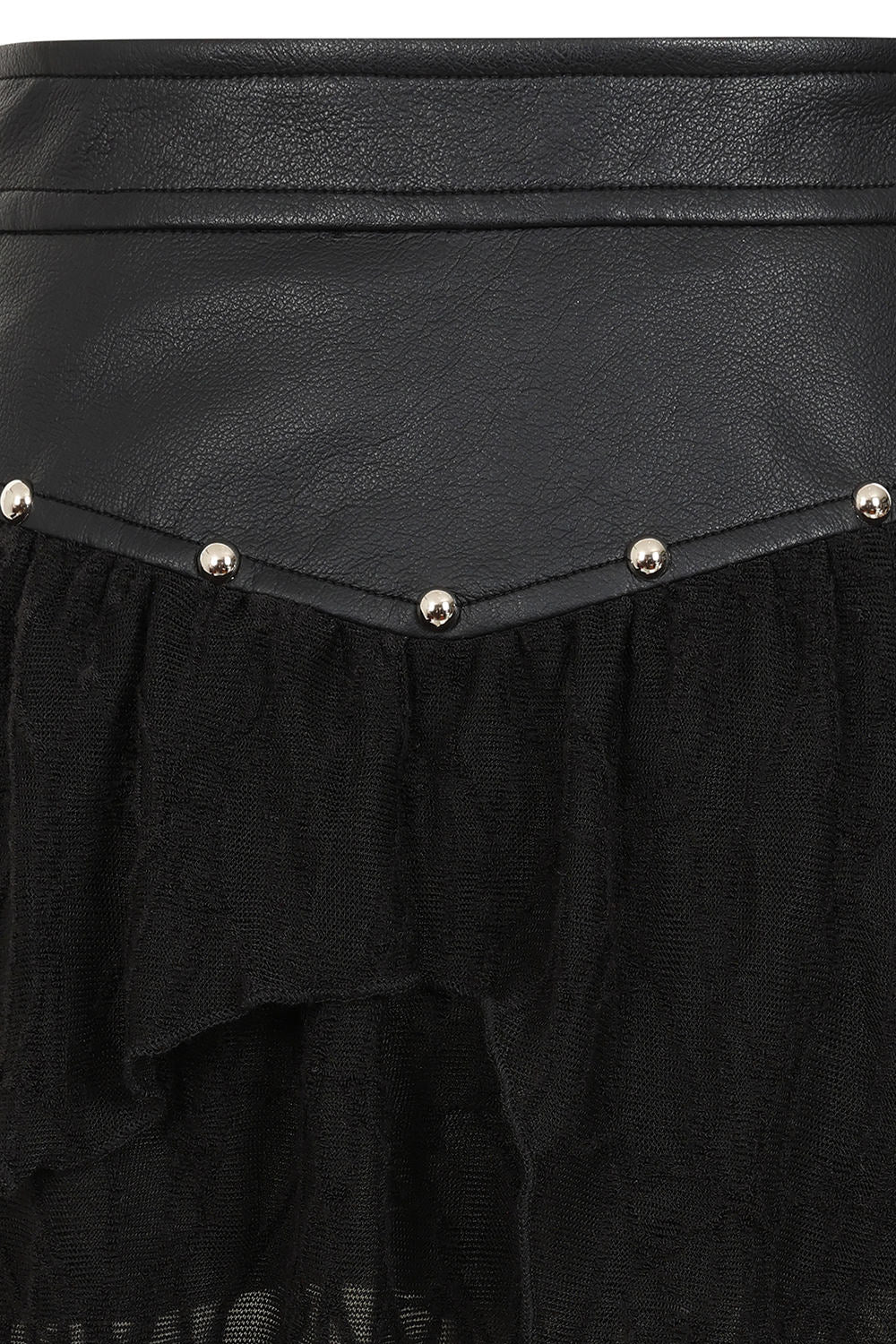Banned Apparel Luxor Faux Leather and Jagged Knit Skirt in Black