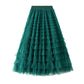 Vireous Solid Colour Ball Gown Long Tiered Skirt