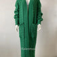 Vireous Very Long Cardigan, Women's Cable Knit Jacket, Multicolours