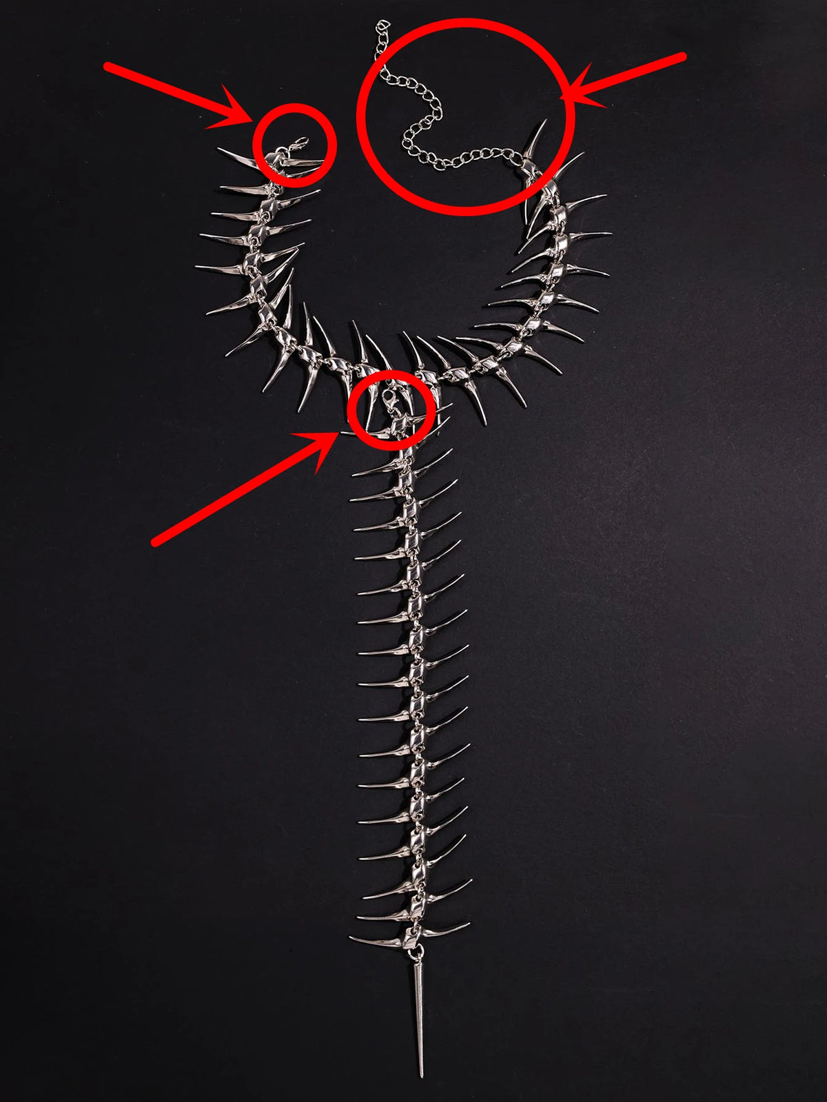 Dark Cross Edgy Niche Thorn Skeleton Necklace