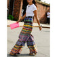 Vireous Loose Wide-Leg Checkerboard Printed Casual Bottoms, Pants