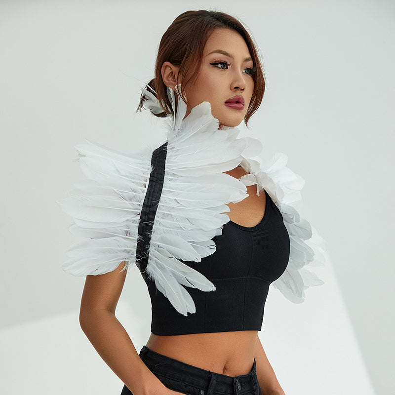 Women's Glam Natural Feather Cape