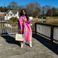 Pink Fashion Open-Front Fuzzy Long Cardigan, Plus Sizes