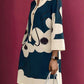 Abstract Floral Print Elegant High-Collar Mini Dress