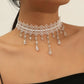 Dark Cross Black Crystal Lace Choker Necklace