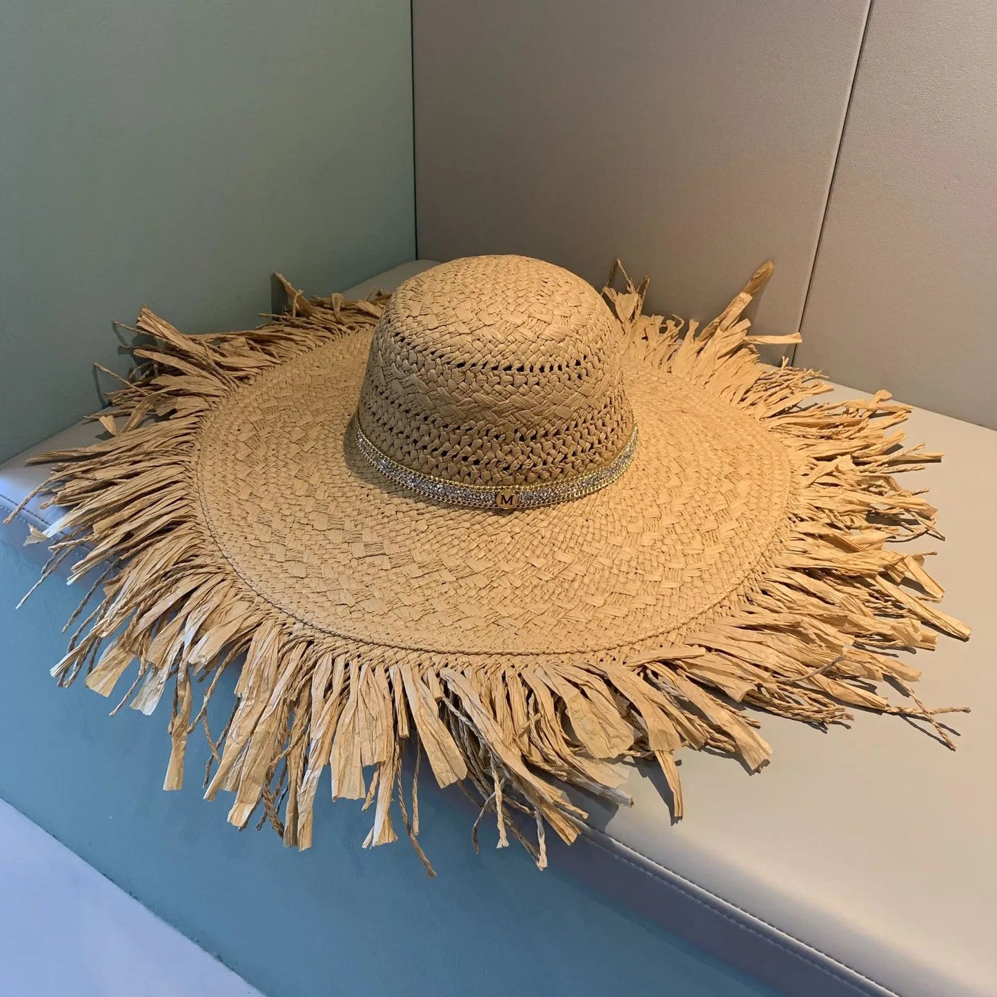 Women's Summer Raffia Hat, Wide Brimmed Sun Protection, Popping Colours