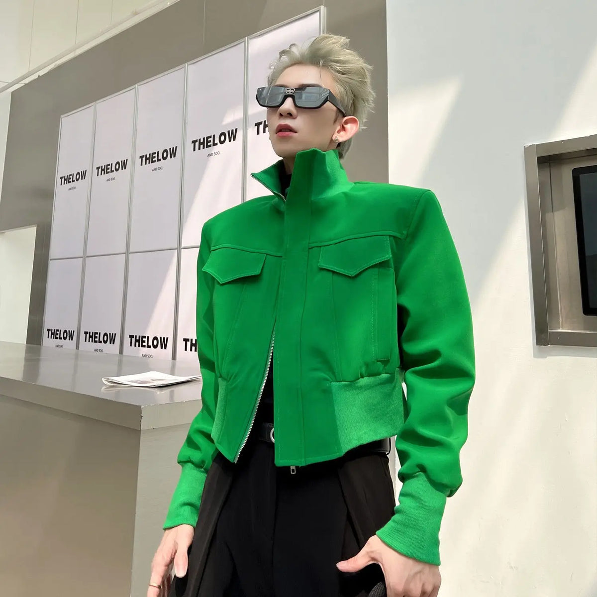 Men's Avant Garde Punk Bomber Jacket, High Collar