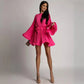Vireous Elegant Pleated Flared Mini Dress, Plus Sizes