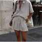 Cotton Linen Women's Two-Piece Summer Shorts Set, Plus Sizes