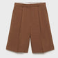 Cotton Linen Women's Belted Businesswear, Coffee Jacket and Shorts Two-Piece