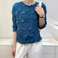 Miyake Embroidered Hand-Pleated Women's Round-Neck Top