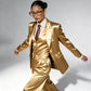 Professional Performance Wear Women's Tuxedo, Gold Satin Three-Piece Suit, Night Wear