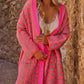 Women's Long Cardigan Coat, Festival Wear Wrap Coat with Pockets in Pink