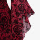 Gothic Bell Sleeves Organza Mesh Lace-Up Blouse, Plus Sizes