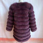 Avant Garde Ribbed Round-Neck Luxury Real Fox Fur Coat